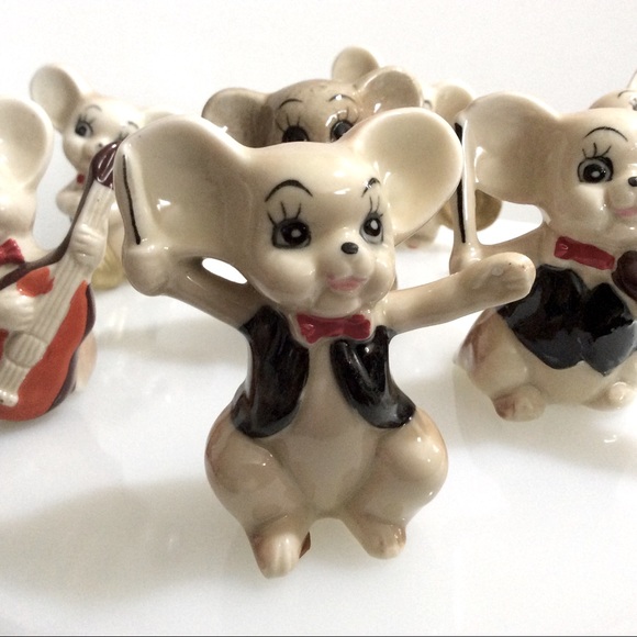 🩷🐭 Vintage set of seven band of musical mice figures - Picture 5 of 15